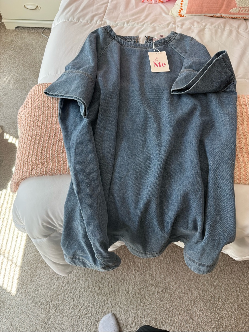 Light Wash Denim Ruffle Dress